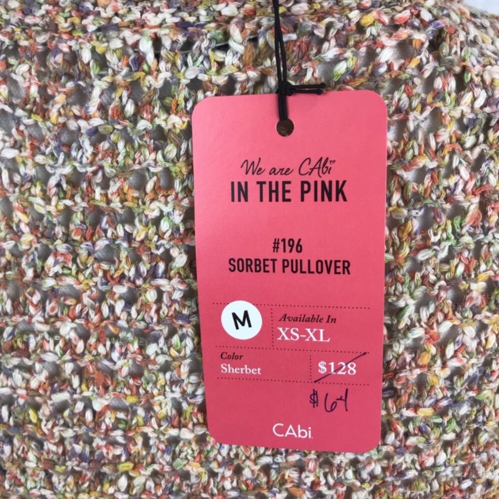 CAbi Sherbet Multi Color Pullover Knit Top XS M - Picture 5 of 8